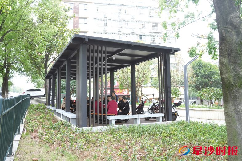 　　长沙县星沙街道灰埠社区街角公园内如今绿意盎然、设施齐全，成为周边居民遛娃、下棋的好去处。杨欣雨 摄