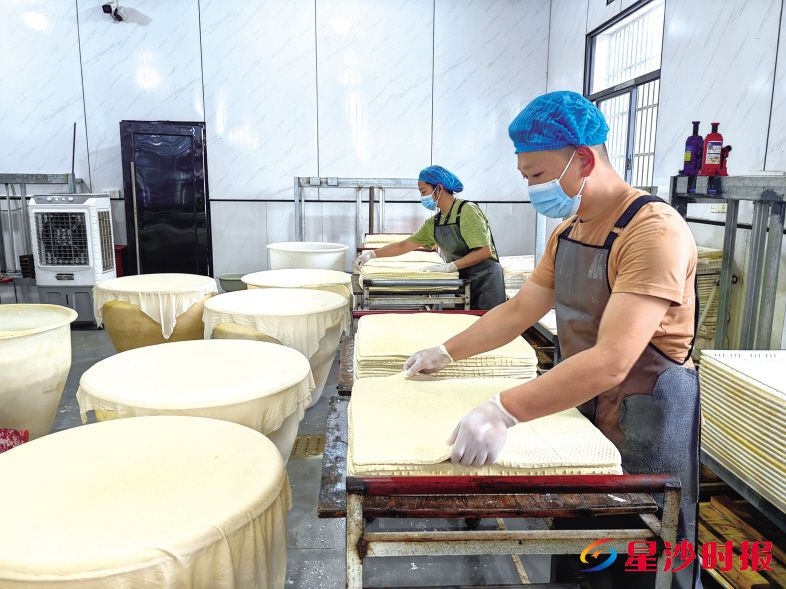 　　长沙县金井镇农裕村罗代火辣啦豆制品加工厂目前吸纳了30多名本村的留守妇女和中老年劳动力，成了带动本地村民增收的“火车头”。金井镇供图