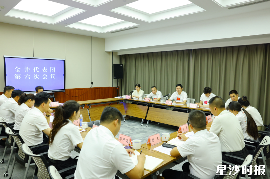 金井代表团分团讨论现场。
